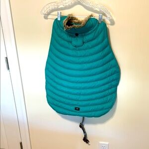 Doggie Design Teal Quilted / Puffer Dog Coat with Faux Fur Trim / Size 2XL